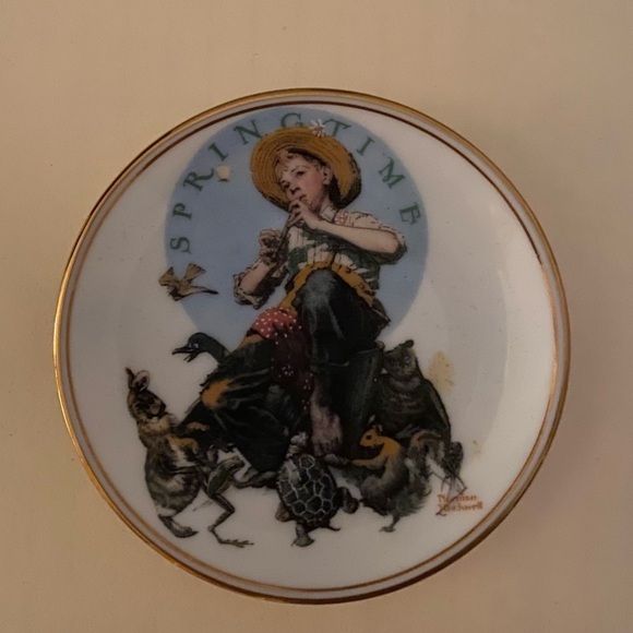 NORMAN ROCKWELL “Springtime” Decorative Porcelain Plate Vintage 3 1/4 in - Picture 2 of 7